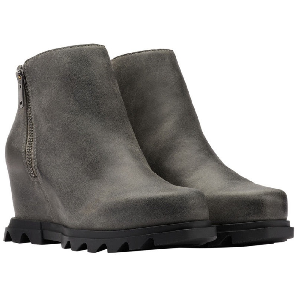 EUC Sorel Joan of Arctic III Wedge Zip Gray Leather Booties